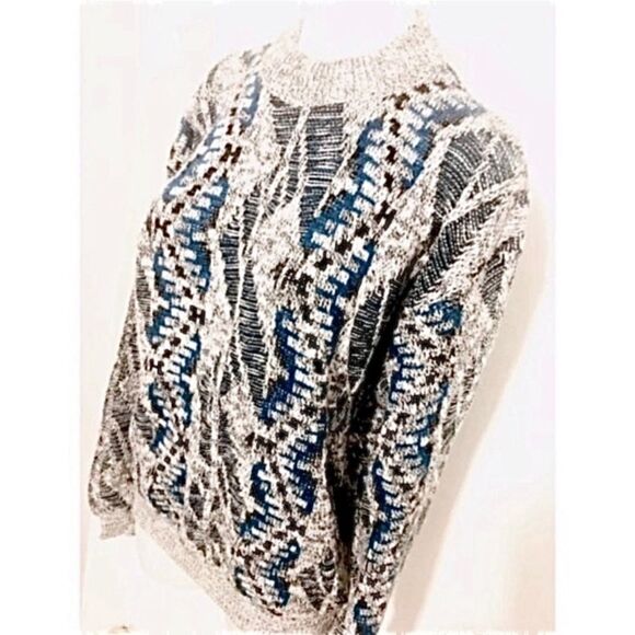 Vintage 80’s Today’s News abstract grandpa sweater - Picture 3 of 5